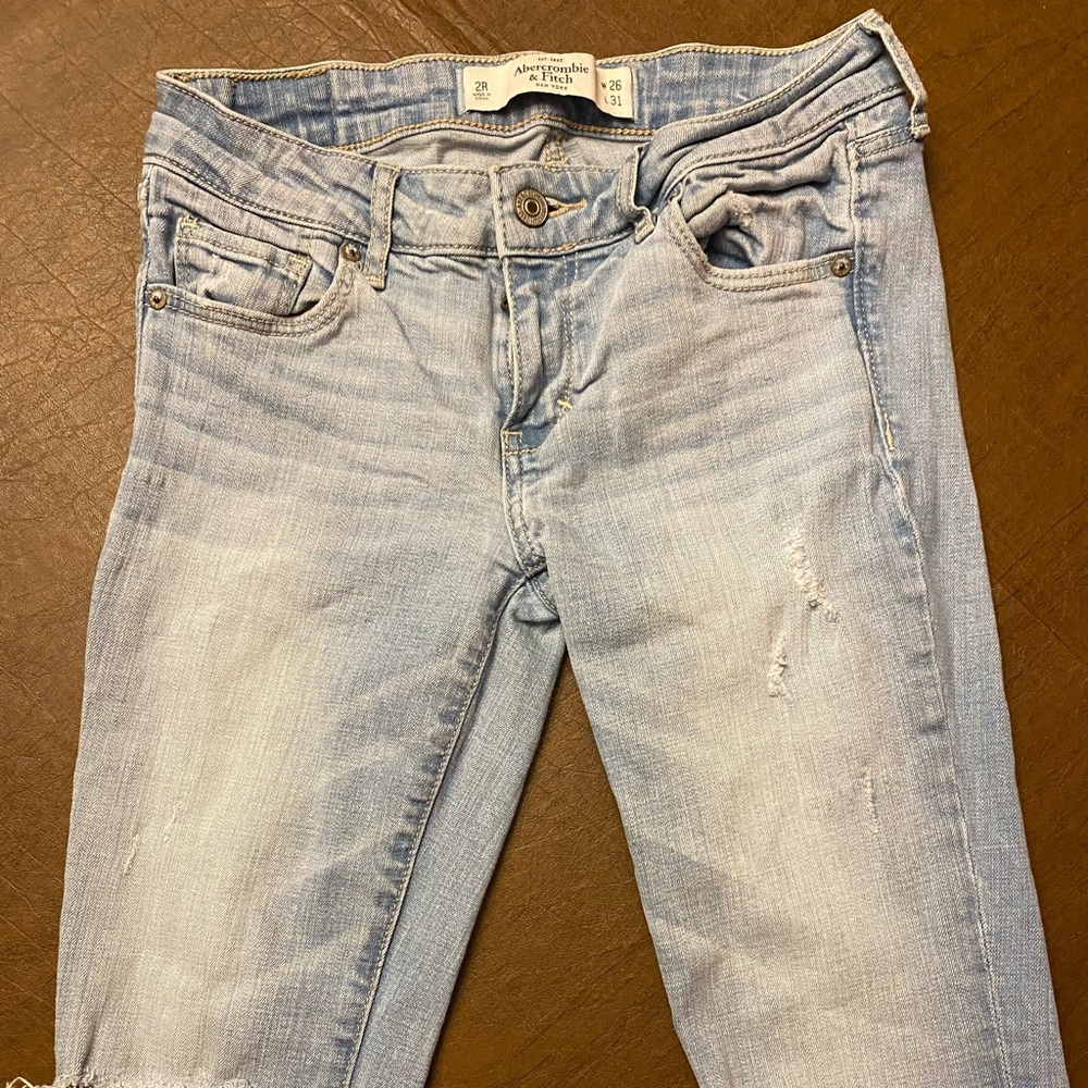 Abercrombie Light Wash Ripped Skinny Jeans